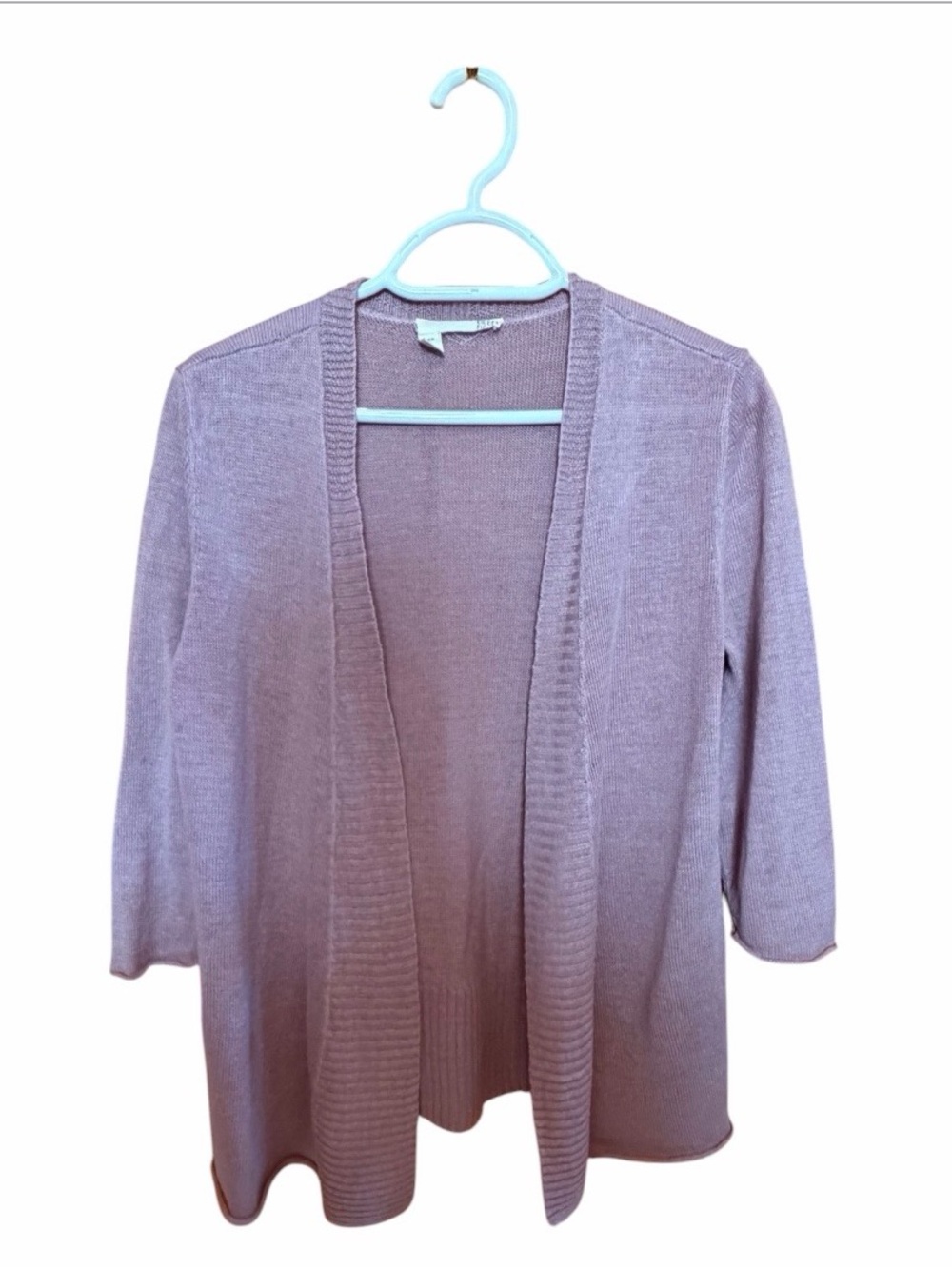 Eileen Fisher Light Mauve-Lavender Open-Front linen Women's Cardigan Sweater